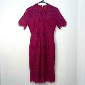 Lulu's Burgundy Lace Midi Dress
